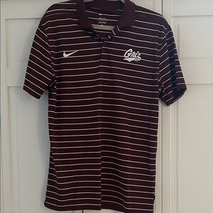 Nike Burgundy and White Striped University of Montana Men's Polo